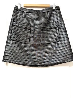 Pink Tartan Metallic Silver Basketweave Mini Skirt 8